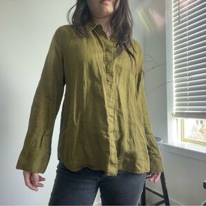 Zara Green Button-Down Shirt for Women